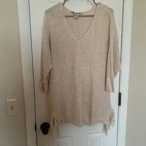 Three Quarter Length Fringed Sweater